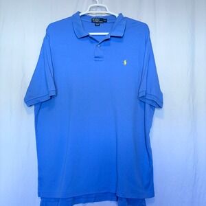 Polo Ralph Lauren Polo Shirt Mens XXL Blue Short Sleeve Yellow Pony